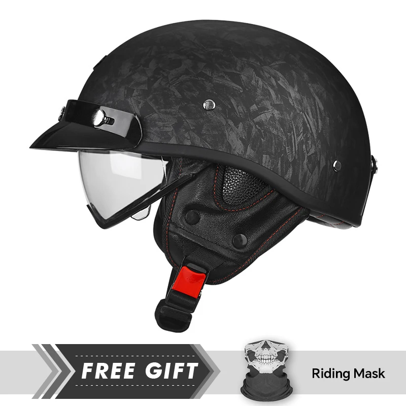 

Мотоциклетные шлемы Four Seasons, сертификация DOT с HD-линзами для взрослых, полулицевой шлем, винтажные модные защитные шлемы