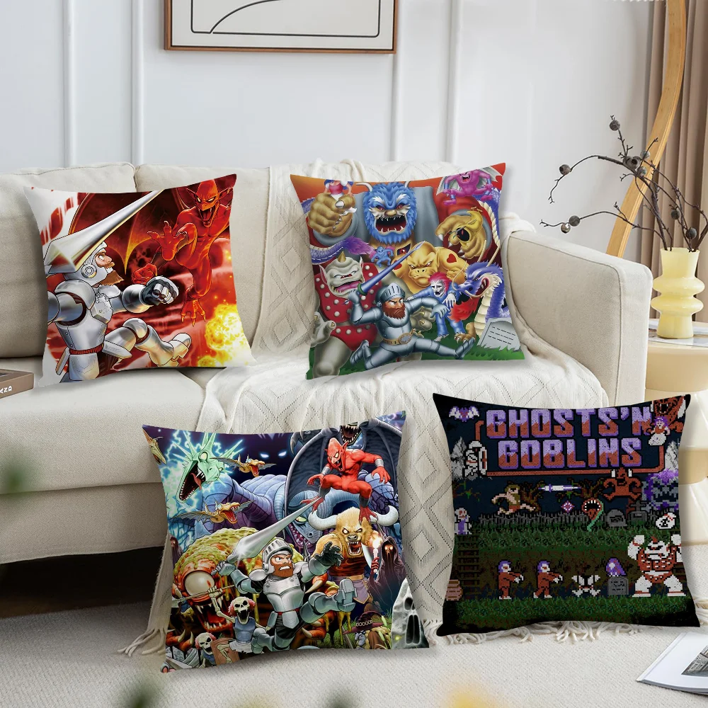 Goblins N'Ghosts Game كيس وسادة للأريكة بجانب السرير وطاولة غرفة النوم ومسند الظهر وسادة مكتب المعيشة المطبوعة مربعة متعددة #2