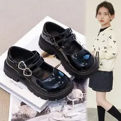 Girls 2024 Thick Soled Love Buckle Shoes New Retro Student Single Small Leather Shoes for Girls