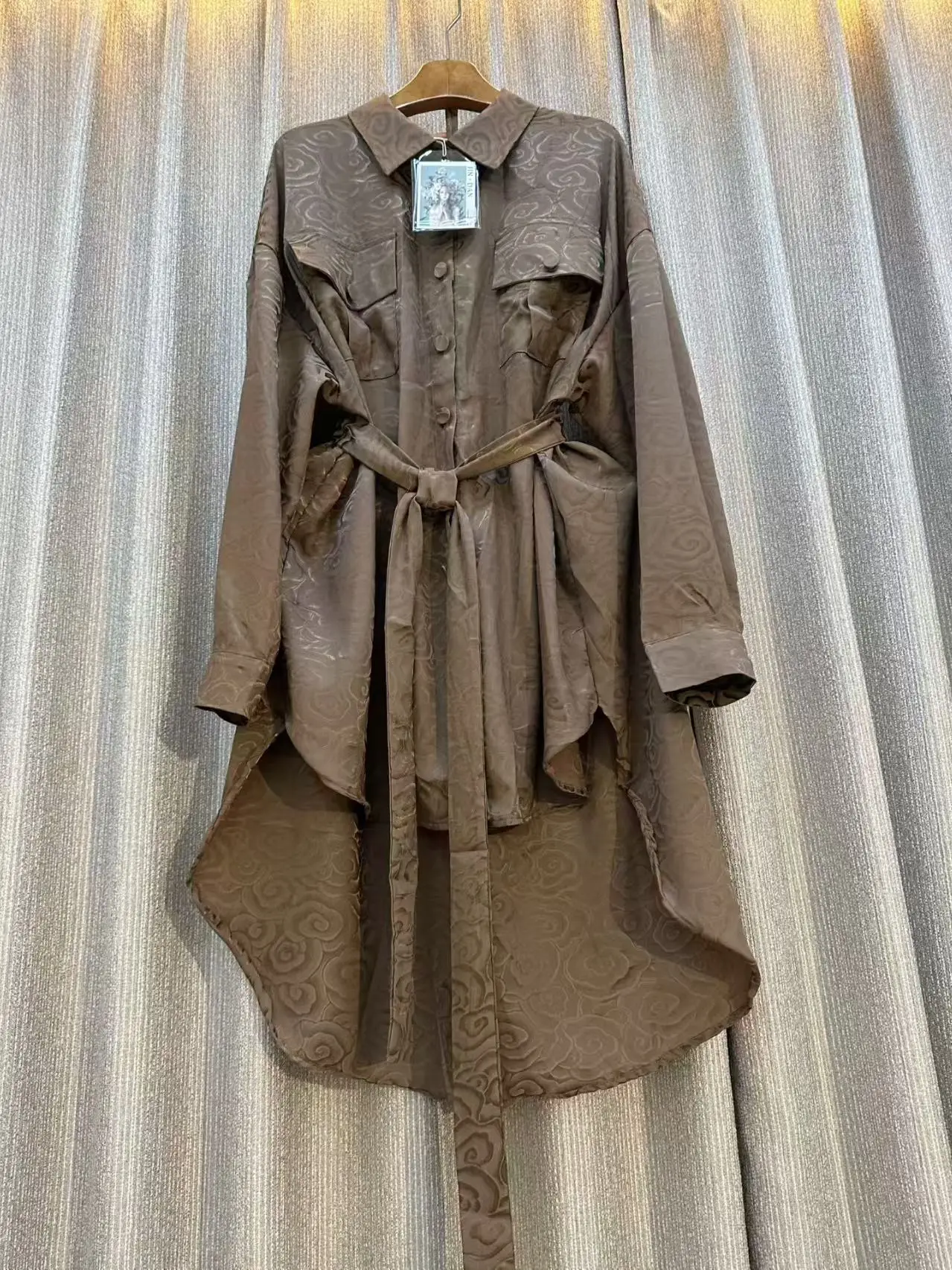 

New Spring Chic Fashion Runway Lace Up High Stree Print Casual Blouses For Women Elegant Long Sleeve Vintage party dress Top