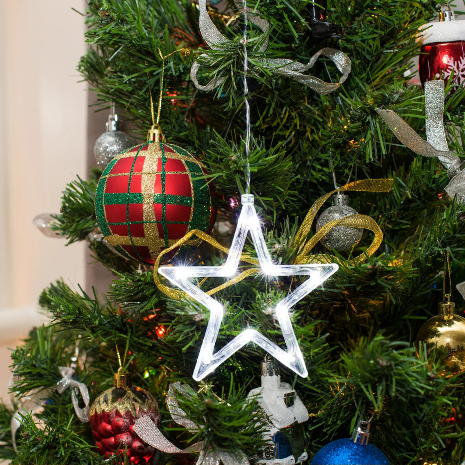 

10 LED Five-Pointed Star Window Hanging Lights Operated Suction Cup Indoor Decoration Christmas Wedding Party