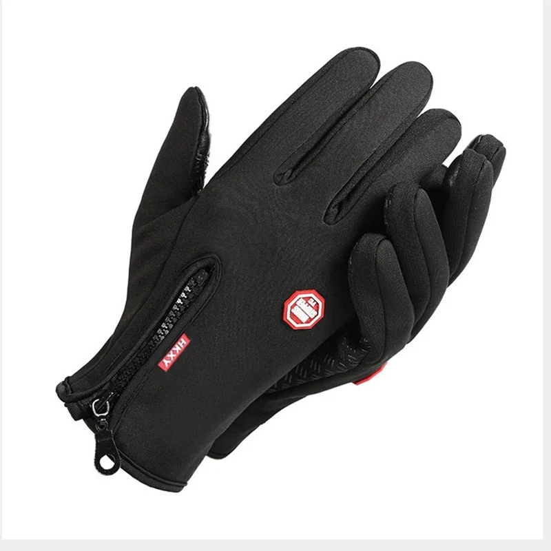 Outdoor Sports Winter Warm Gloves Touch Screen Fishing Skis Anti Slip Zipper Gloves Cycling Windproof and Cold Resistant Gloves