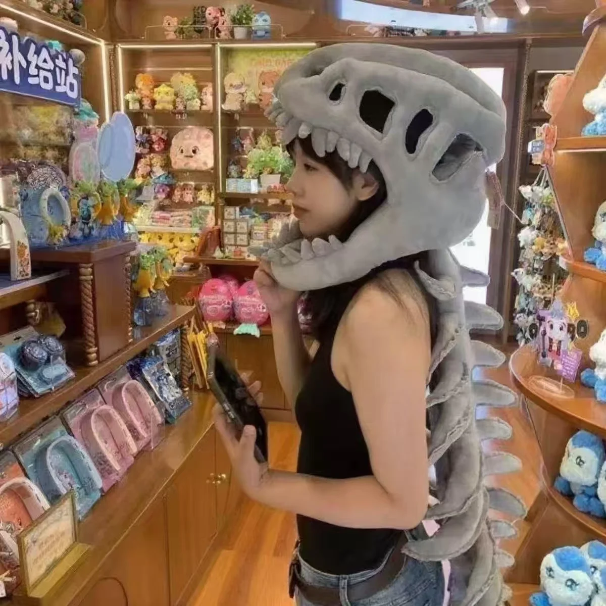 115cm cosplay wearable dinossauro esqueleto chapelaria engraçado festa decoração boneca macio pelúcia animal de pelúcia halloween jogo prop presente
