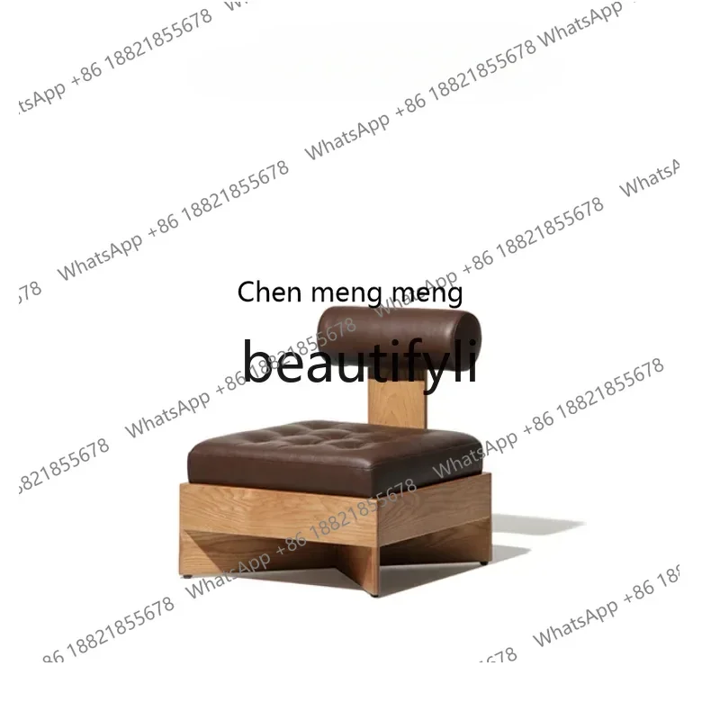

HHModern minimalist living room furnitureSingle chair/vintage lounge chair solid wood Vintage brown leather H