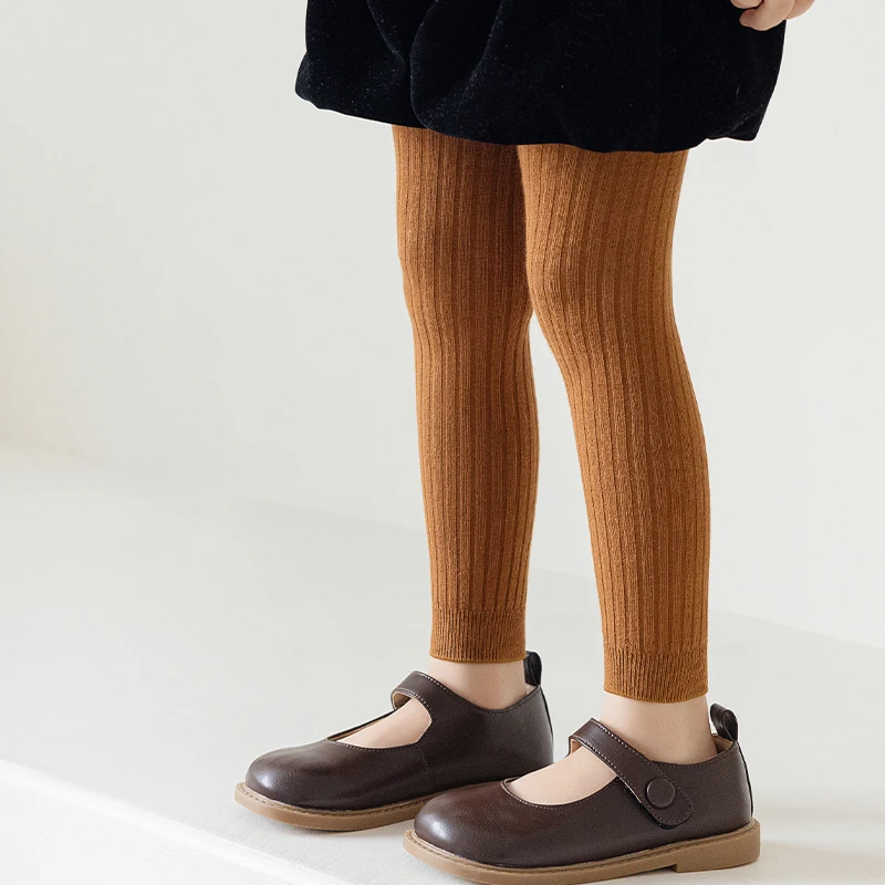 Mädchen-Leggings Kinder Weiche Fußlose Strick-Neun-Punkte-Strumpfhosen