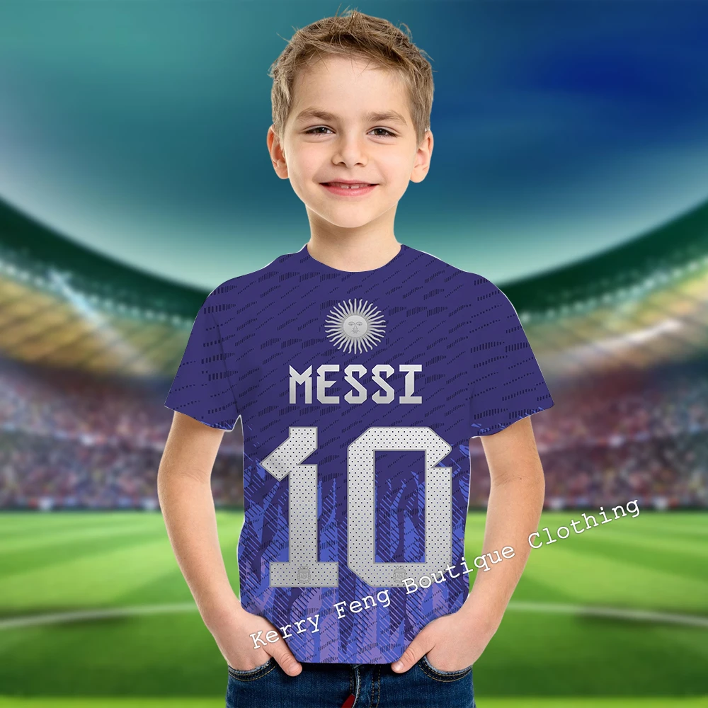 Spain 23/24 Summer Messi Printed T-shirt Top for Children and Adults Comfortable Breathable Short sleeved T-shirt