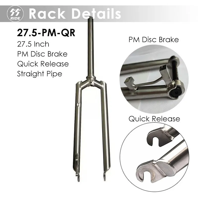 

Титановая передняя вилка для горного велосипеда 26, 27.5, 29 дюймов, дисковый тормоз PM, быстросъемная прямая труба, аксессуары для горных велосипедов