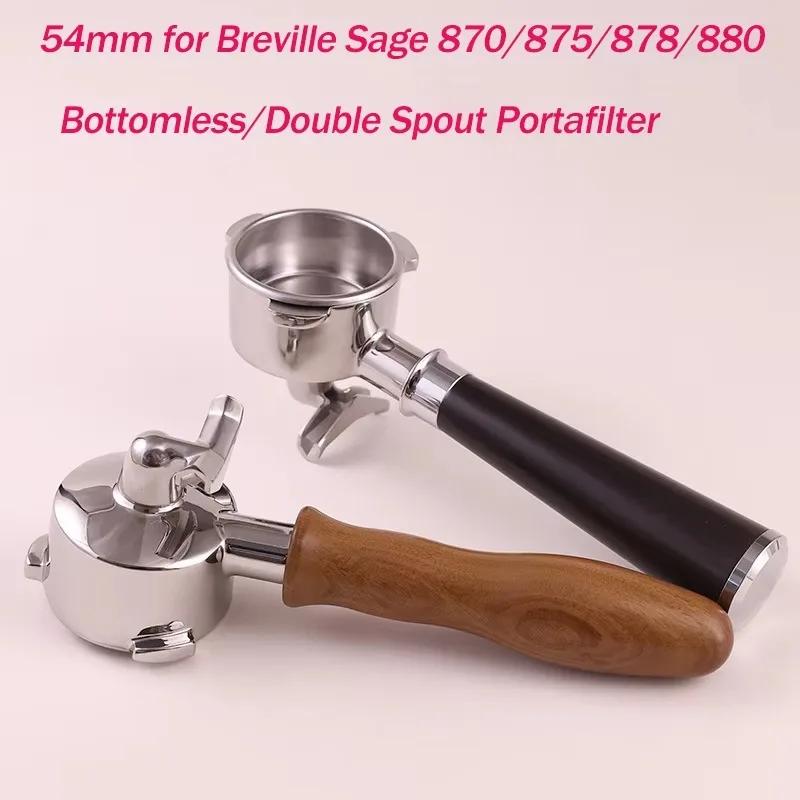 54mm Stainless Steel Double Mouth Portafilter for Breville Sage870/875/878/880 Bottomless Coffee Filter Handle Modification Tool