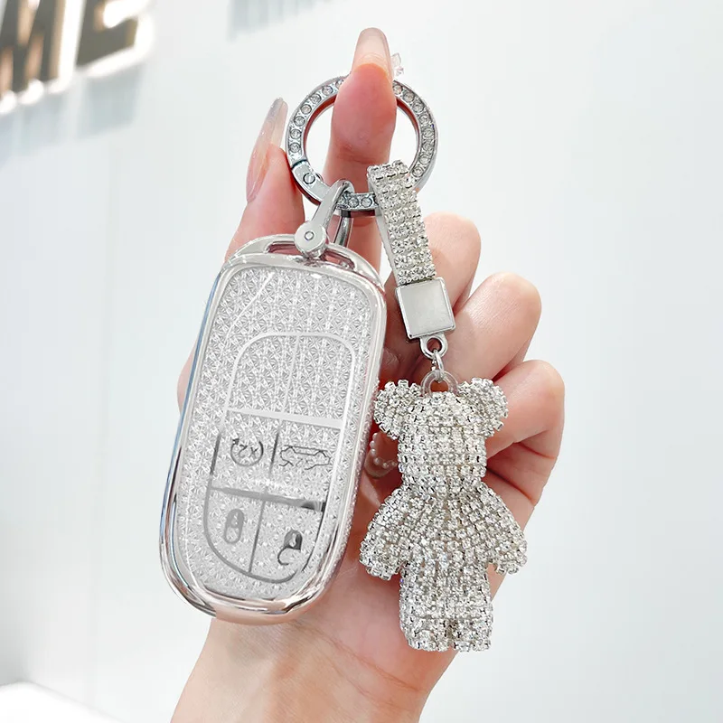 Pink TPU for Jeep Cherokee Compass Commander Renegade Chrysler 300C for Dodge Challenger Journey Charger Car Key Case Cover Fob