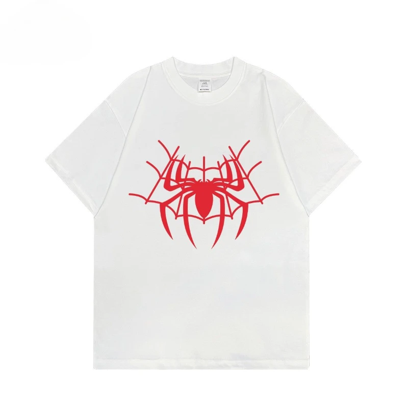 تي شيرت Marvel Spiderman للرجال والنساء صيفي ناعم وجيد التهوية نحيف ومتعدد الاستخدامات بنمط الرسوم المتحركة بأكمام قصيرة