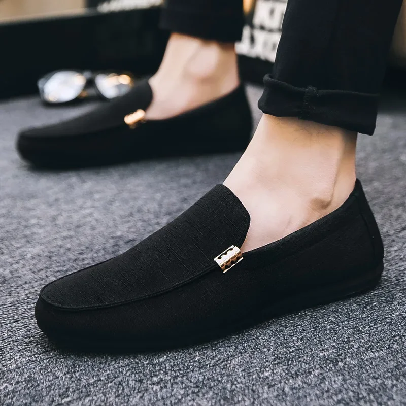 Fashion Loafers for Male Luxury Dress Driving Shoes Formal Wedding Party Flats Plus Size Men Casual Shoes Canvas Slip on  고무신