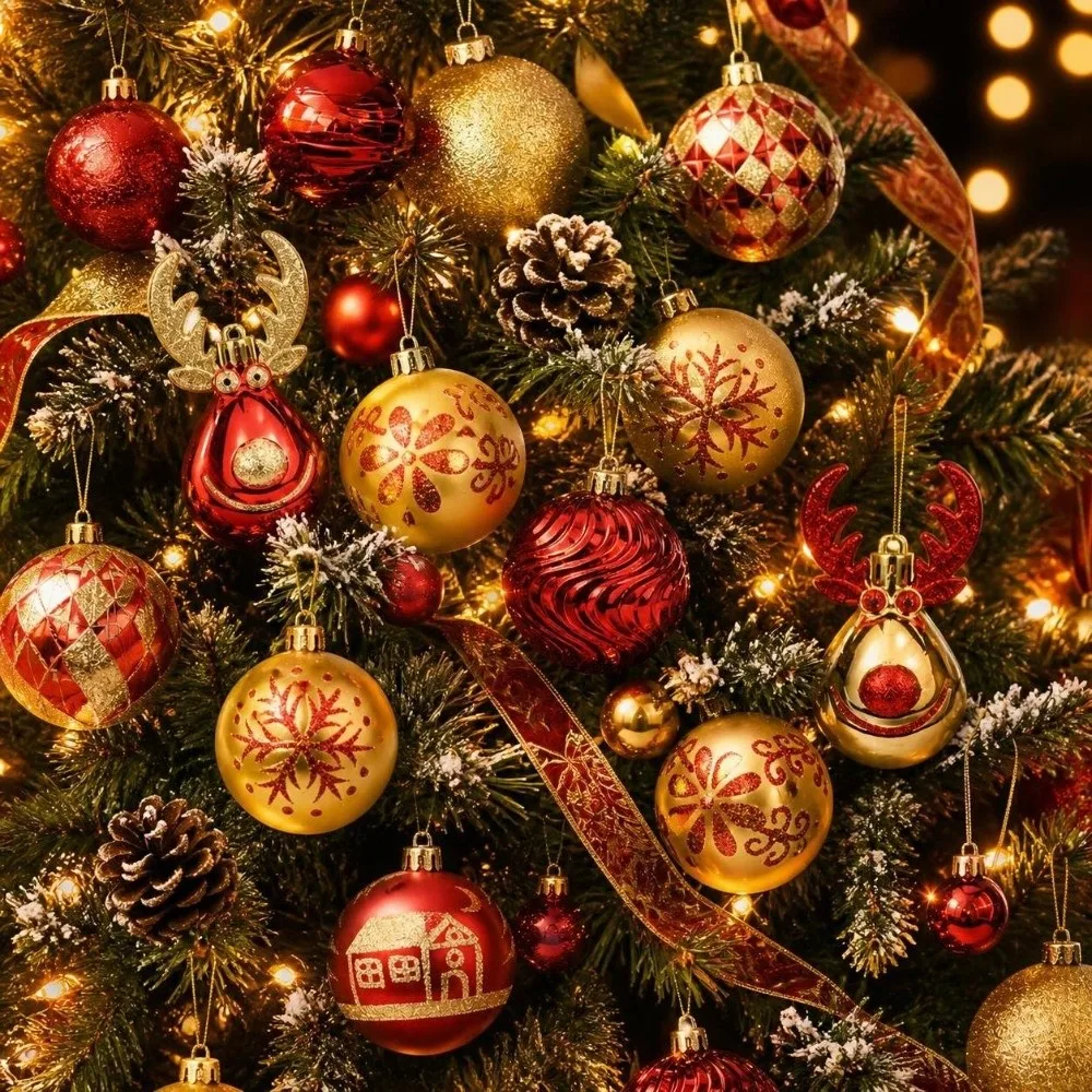 22Pcs/Set Durable 6CM Christmas Ball Shiny Creative Xmas Ornament Ball Christmas Pendant Decorations Storefront