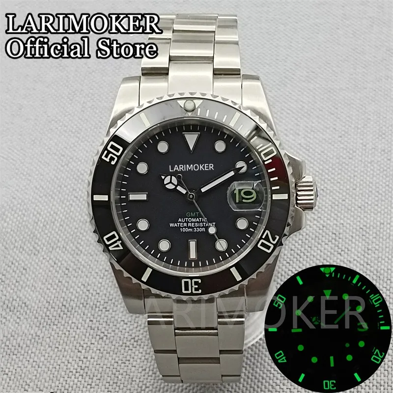 

LARIMOKER Luxury SUB 40mm Sapphire Glass Dial Date Bezel Illumin NH35 Automatic Watch Ceramic Bezel Oyster Jubilee Strap