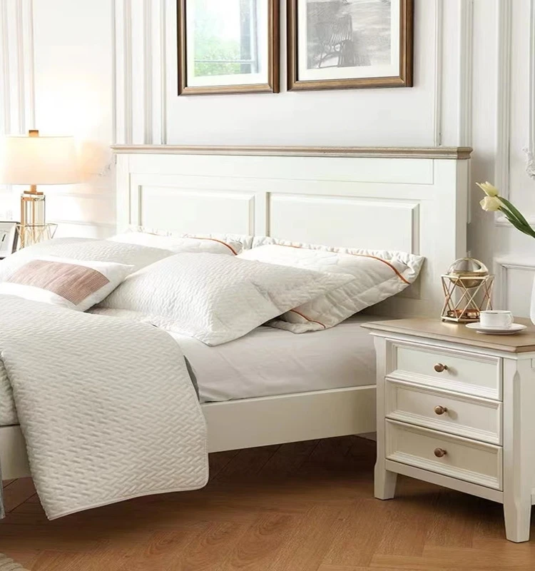 Simple solid wood bed 1.8m master bedroom marriage bed storage double bed modern 1.5 white princess bed bed