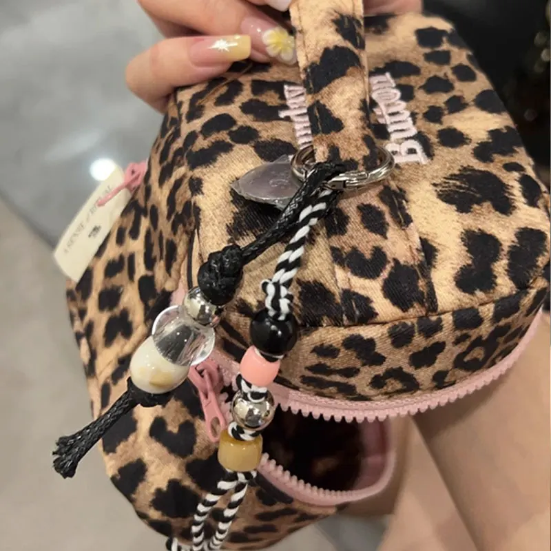 

Женская квадратная косметичка с леопардовым принтом, портативный дорожный органайзер для макияжа