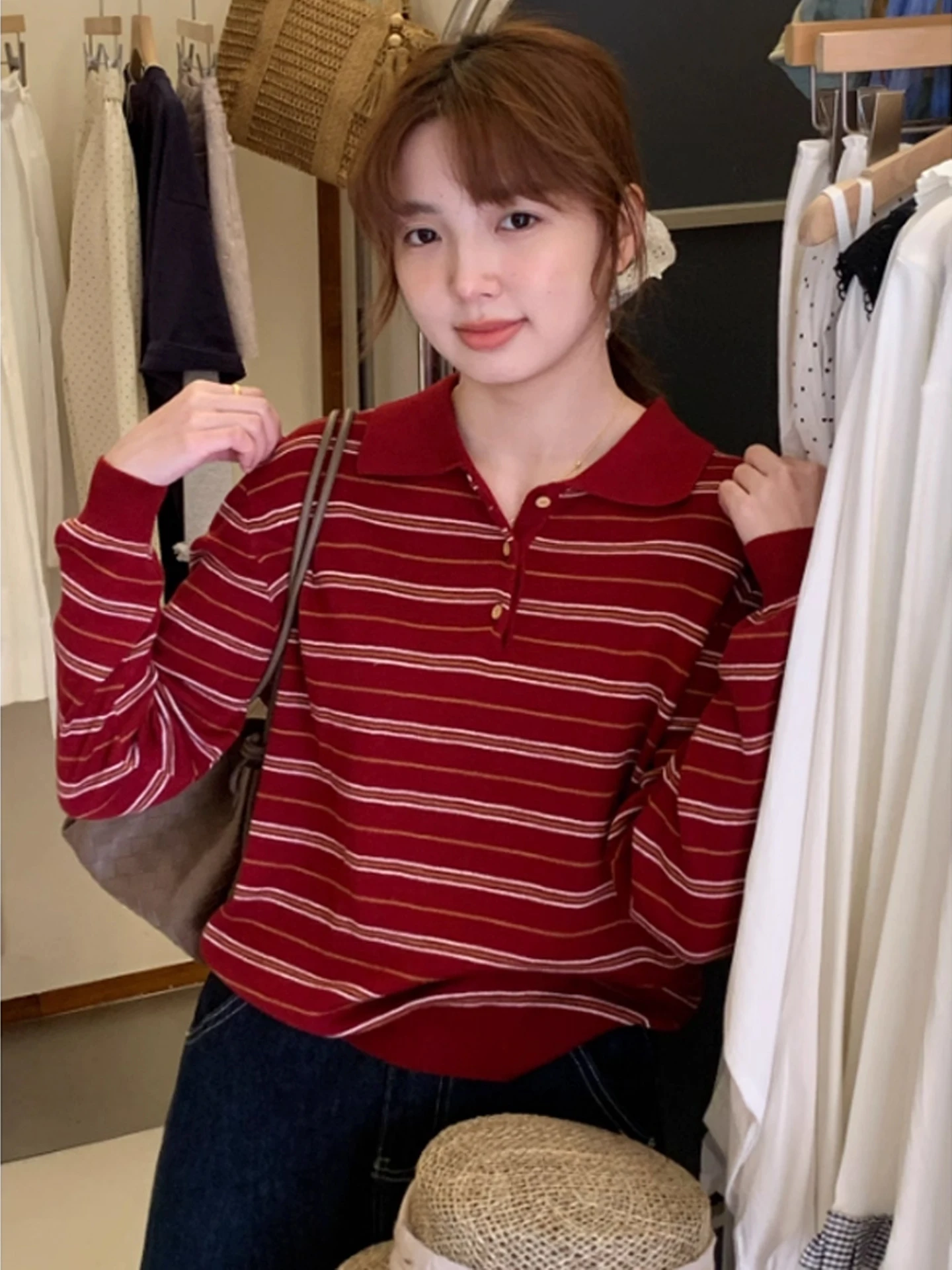 

Женский трикотаж Ne в полоску на пуговицах, приталенный крой, свободная основа, модный осенний топ Moisture ng Long Sve