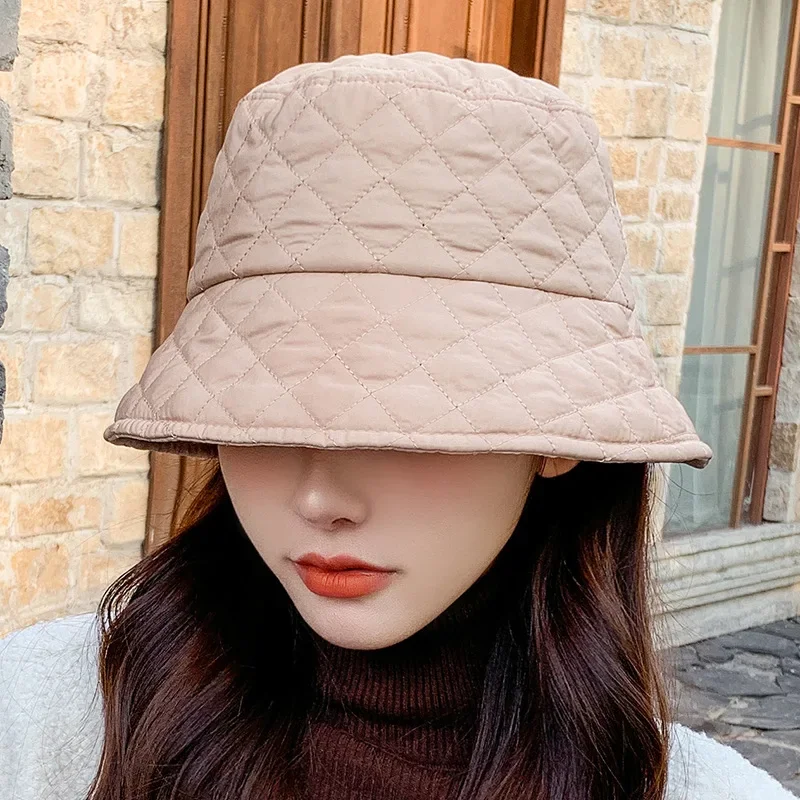 New Fisherman Hat for Men Women Autumn Winter Basin Panama Hats Korean Fashion Unisex Outdoor Rhombus Lady Cold Warm Bucket Cap