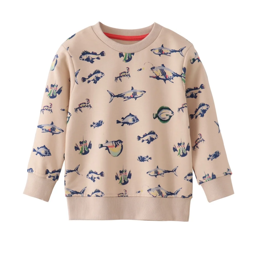 

Kids Long Sleeve Sweatshirts Jumping Meters Sea Animals Print Boys & Girls Sport Shirt 2-7T Autumn Spring Clothing