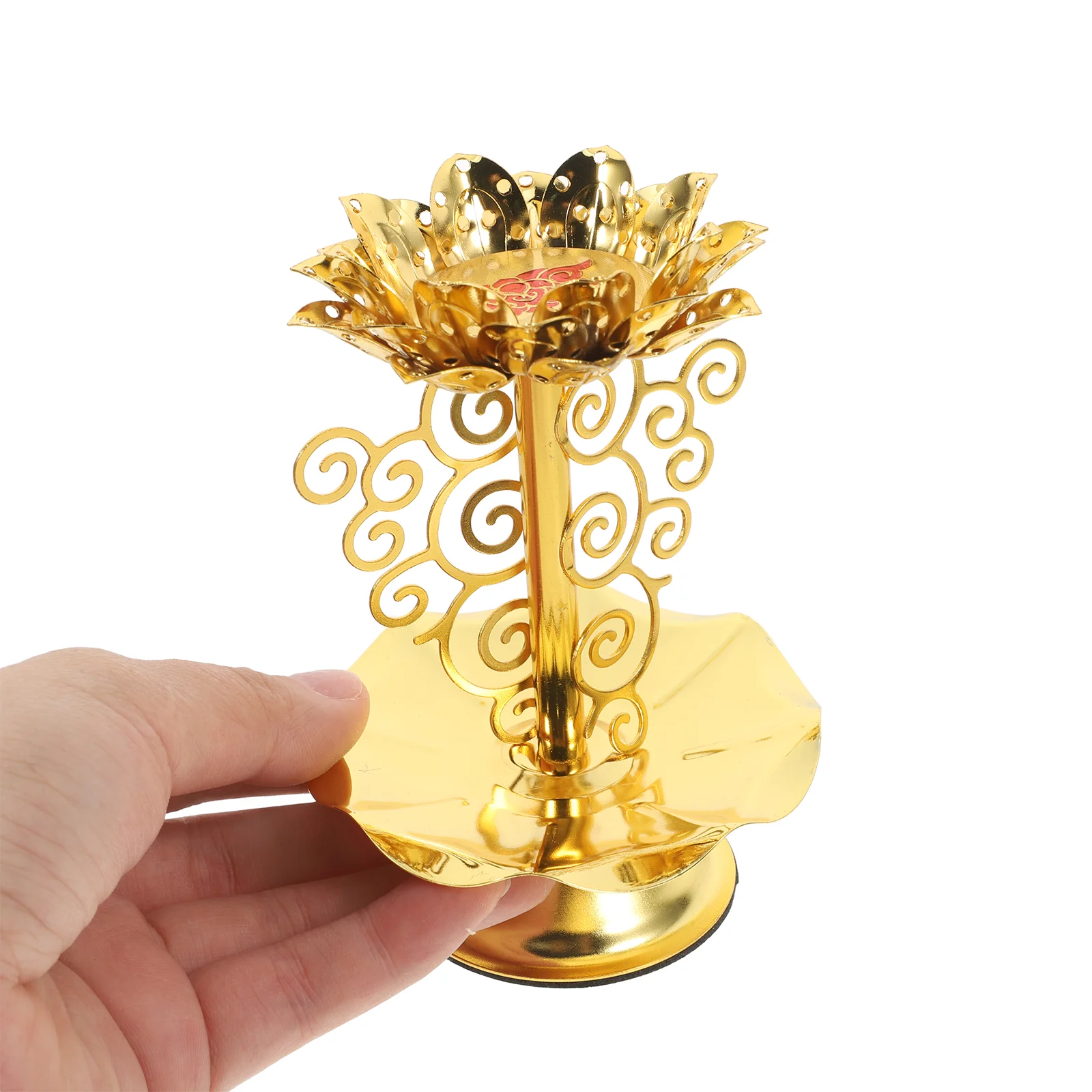 2 Pcs Candlestick Lotus Holders Butter Lamp Gold Decor Oil Tibetan Decorative Candleholder Alloy Base