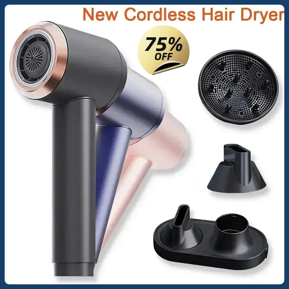 Professional Wireless Hair Dryer Touch Screen Control Portable Travel/Household 300W Hot and Cool Air Strong Wind Negative Ions