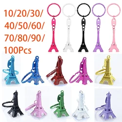 10-100Pcs Colorful 3D Paris Eiffel Tower Keychain Metal Paris Keychain French Paris Keyring Souvenir