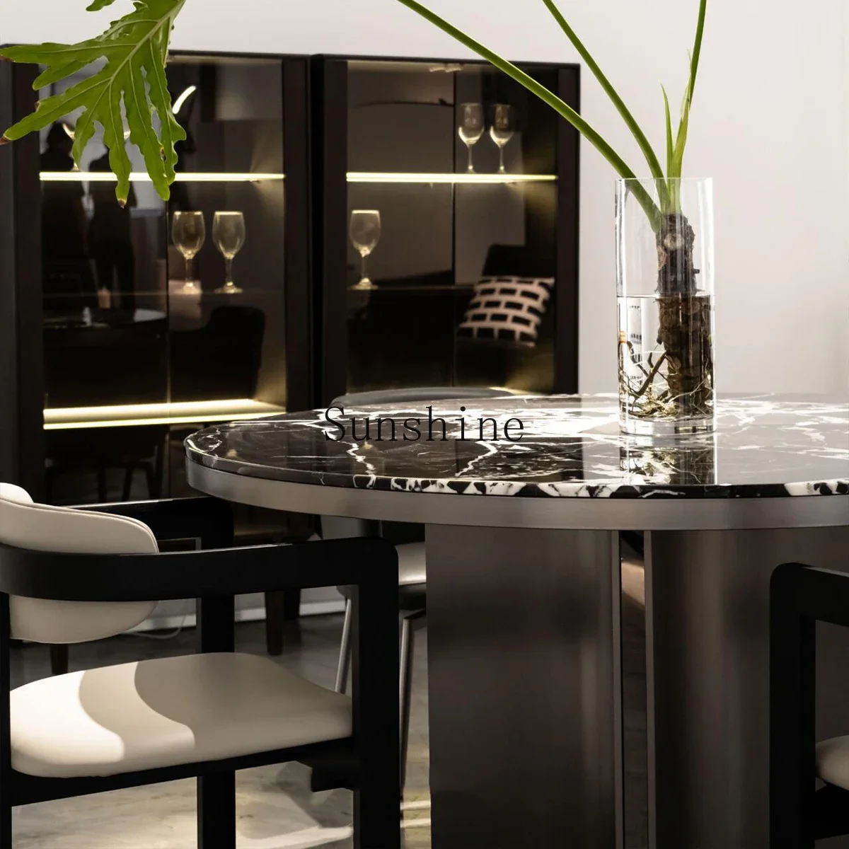 

Italian household light luxury modern minimalist high-end marble round table FT