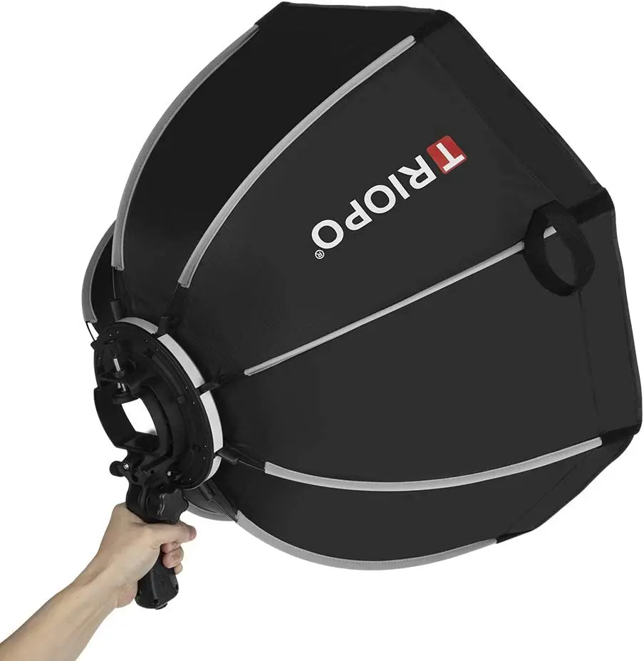 TRIOPO 55cm 65cm 90cm 120cm Foldable Octagon Softbox S Bracket Hand Grip for Godox V860III TT600 Yongnuo Speedlite Flash Light