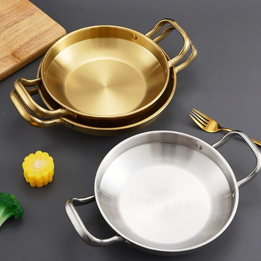 

Dry Pan Korean Noodle Pot Pots Ramen Double Handle Stainless Steel for Stove Griddle Cooking Hotpot