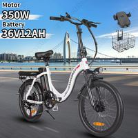 SAMEBIKE Electric Bike 350W Motor 36V12AH Lithium Battery City Folding E-bike Adult 20-inch Tire Aluminum Alloy Electric Bicycle