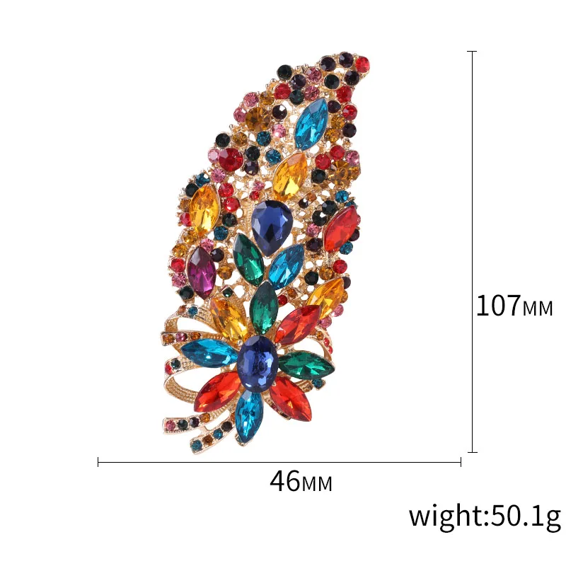 Błyszczące broszki z dużym szklany kwiat dla kobiet Unisex szpilki strasy 6-kolorowe dostępne akcesoria w stylu Casual, imprezowa prezenty