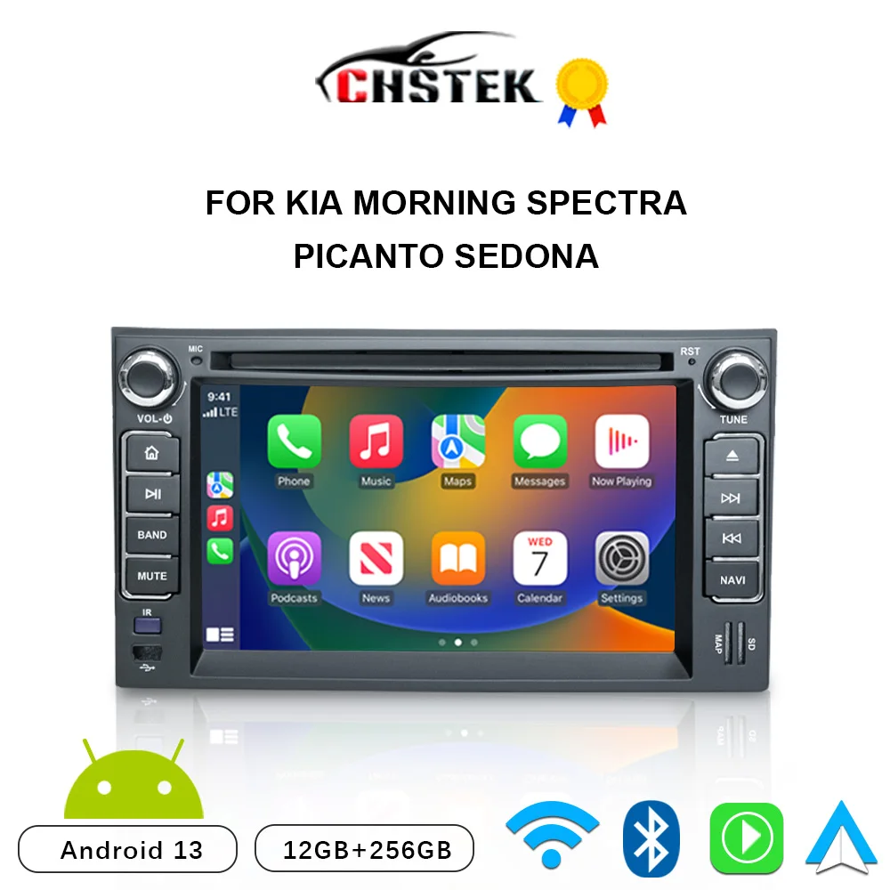 CHSTEK Car Radio Android 13 Carplay For Kia Cerato Spectra Sedona Morning Picanto Lotze Multimedia Bluetooth Navigation WIFI 4G