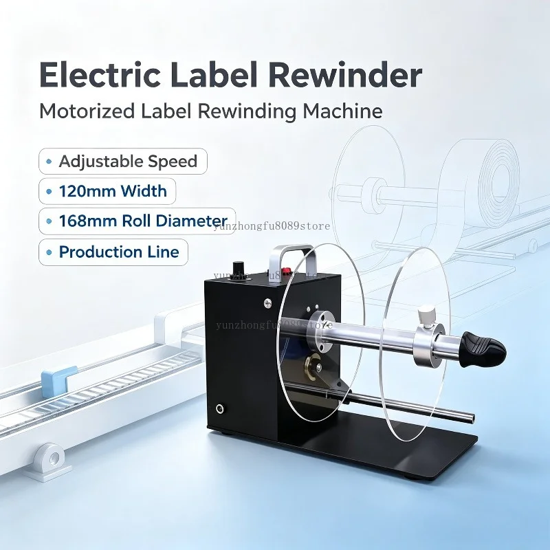 BSC-H6 Electric Label Rewinder Motorized Label Rewinding Machine Adjustable Speed 120mm Width 168mm Roll Diameter