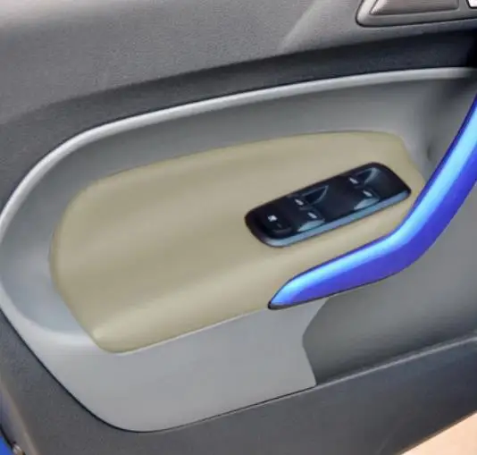 For Ford Fiesta 2009 2010 2011 2012 2013 2014 Microfiber Front Door Panel  Leather Cover car interior 2pieces