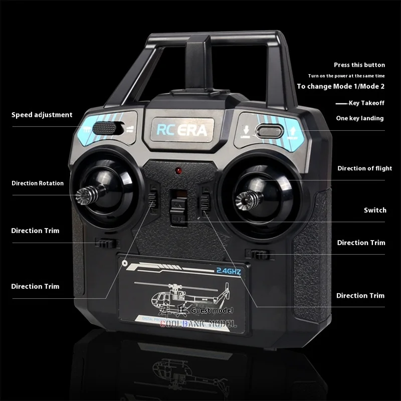 Controle remoto era c186 modelo de helicóptero de aviação de controle remoto quatro canais aeronave de hélice única bo105 modelo de aeronave de brinquedo