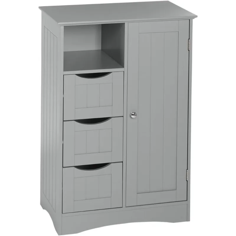 Ashland Collection 1 Door, 3 Drawer, Gray Floor Cabinet