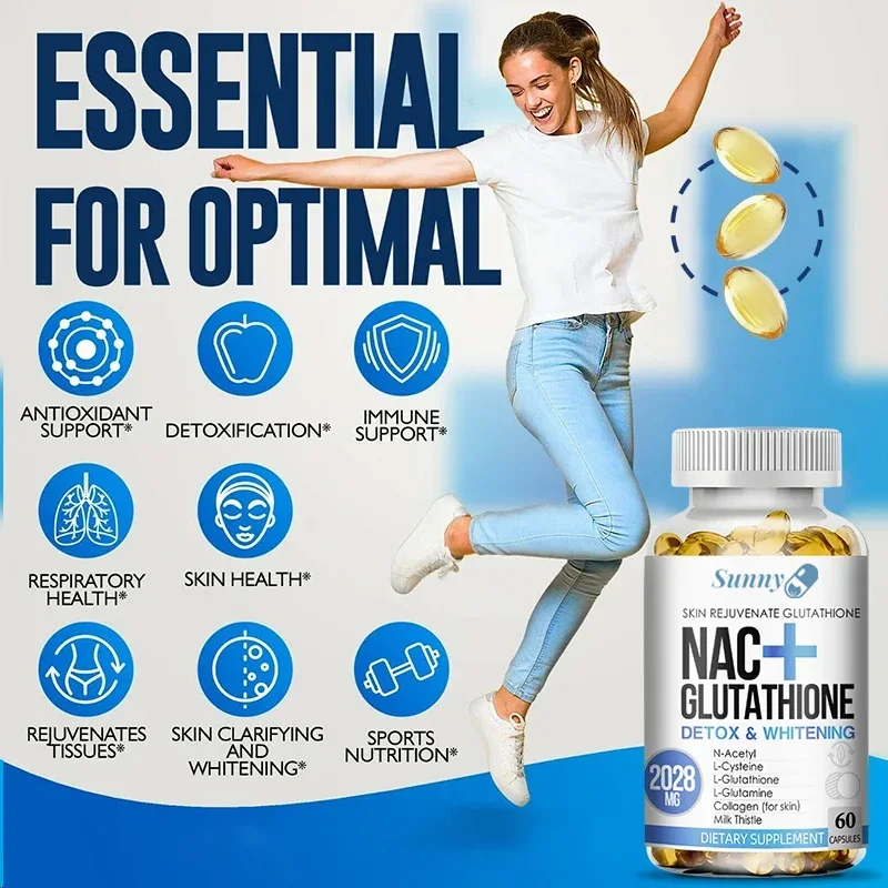 مكمل NAC L-Glutathione يدعم البشرة الجميلة والبشرة الصحية ومضادات الأكسدة والمناعة والصحة العامة