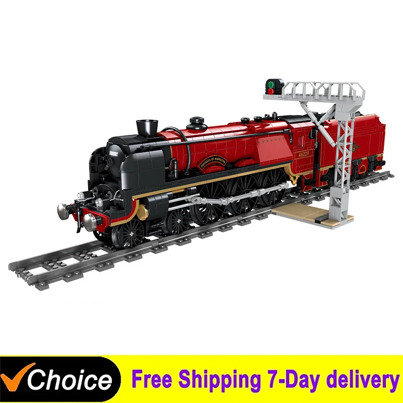 Technical Remote Control Classic Red Steam Locomotive Train Building Blocks Desktop Ornament Toys Kids Boys Holiday Gifts
