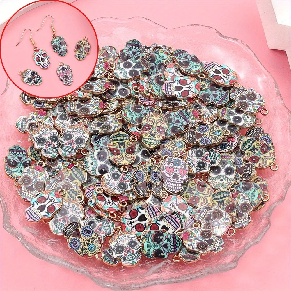 

2/4/9 шт. разноцветные декоративные подвески в форме черепа, браслеты «сделай сам», ожерелья, брелки, аксессуары для рождественских подарков на Хэллоуин