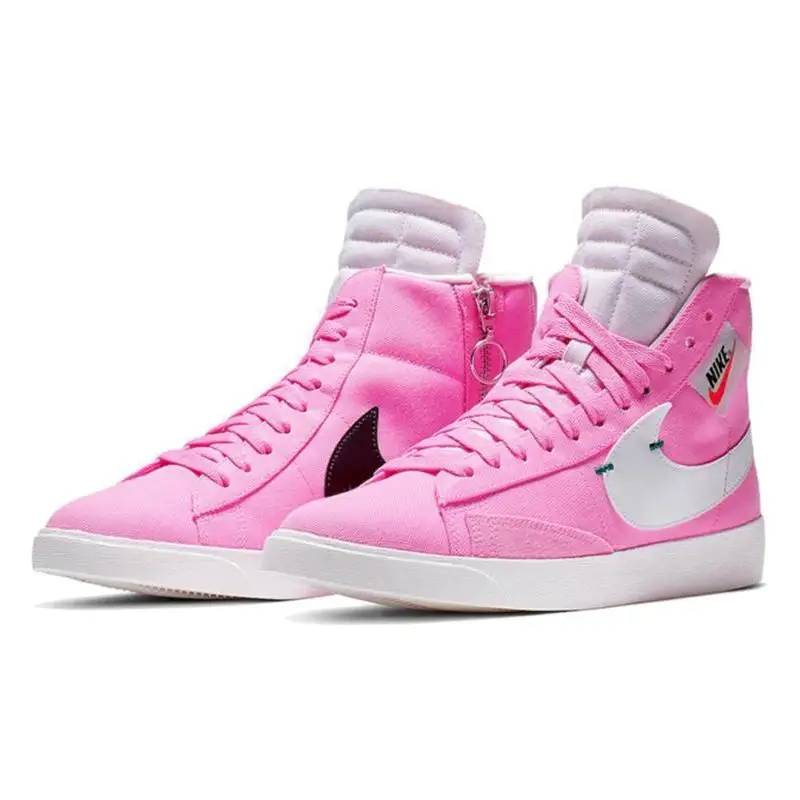 รองเท้า Nike Blazer รองเท้าผ้าใบสำหรับผู้หญิงสีชมพูพลังจิต BQ4022-602