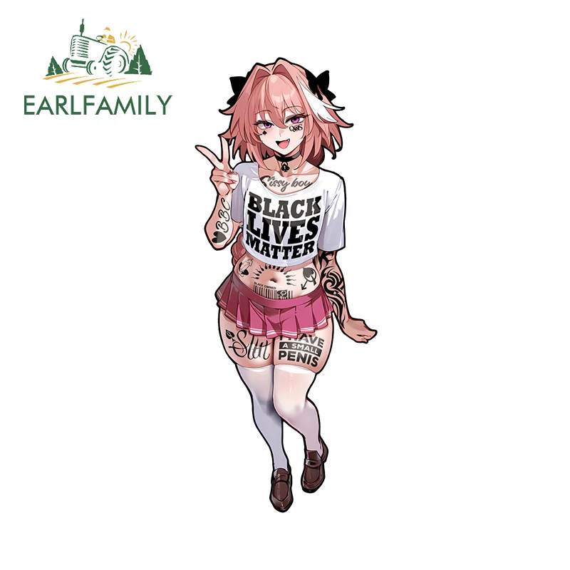 

EARLFAMILY 13cm x 5.2cm Astolfo Femboy Waifu Tattoos Car Stickers Hentai Rider Black Matter Pink Decoration Thicc Decals