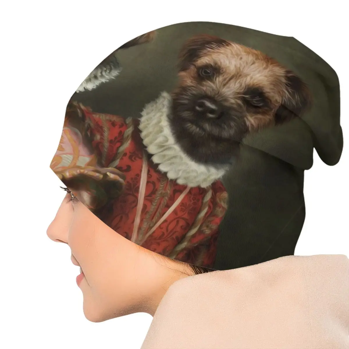 Border Terrier Dog Portrait Skullies Beanies Caps Cool Winter Warm Women Men Knitted Hats Unisex Adult Animal Art Bonnet Hats