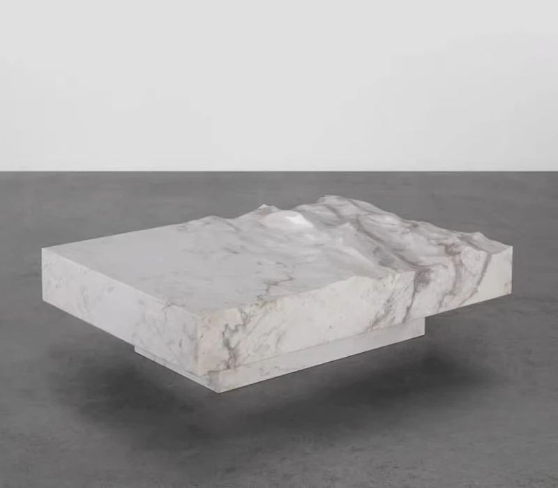 FRP imitation marble pattern coffee table water ripple electroplating light luxury