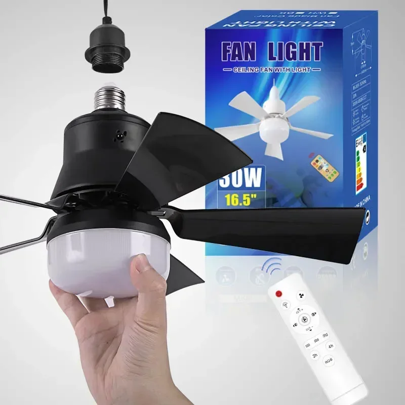 Ceiling Fan with LED Light and Remote Control Recessed Installation Suitable for Home Use Removable Dimmable Silent Design