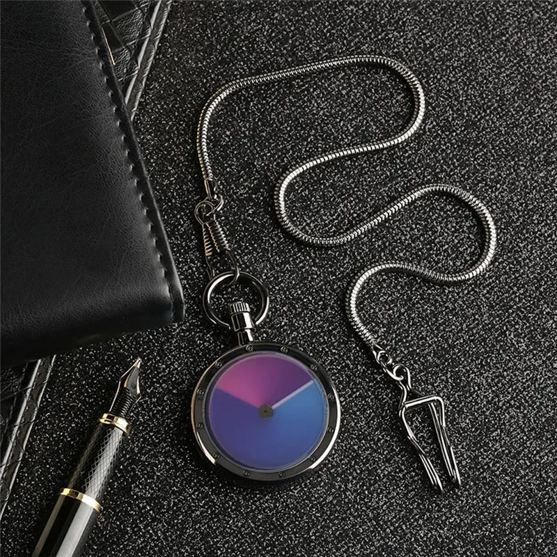 Special Turnable Dial Mixed Color Design Open Face Clock Quartz Movement Pocket Watch for Women Men with Pendant Chain Reloj