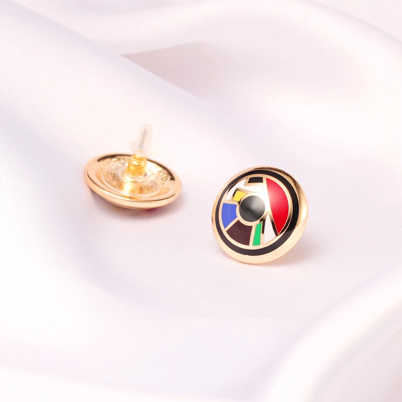 R&X Sets Stainless Steel Enamel Necklace Stud Earrings Fashion  Gold Silver Plated Earrings Necklace Set Wedding Accessories