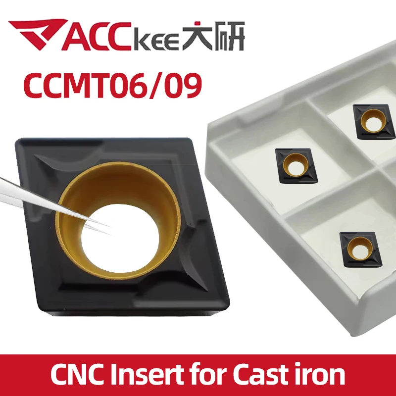 ACCKEE Cast iron Carbide Insert CCMT060204 UC5115 CCMT09T304 09T308 CCMT120404 120408 Turning Tools CNC Lathe 10pcs Blade Plate