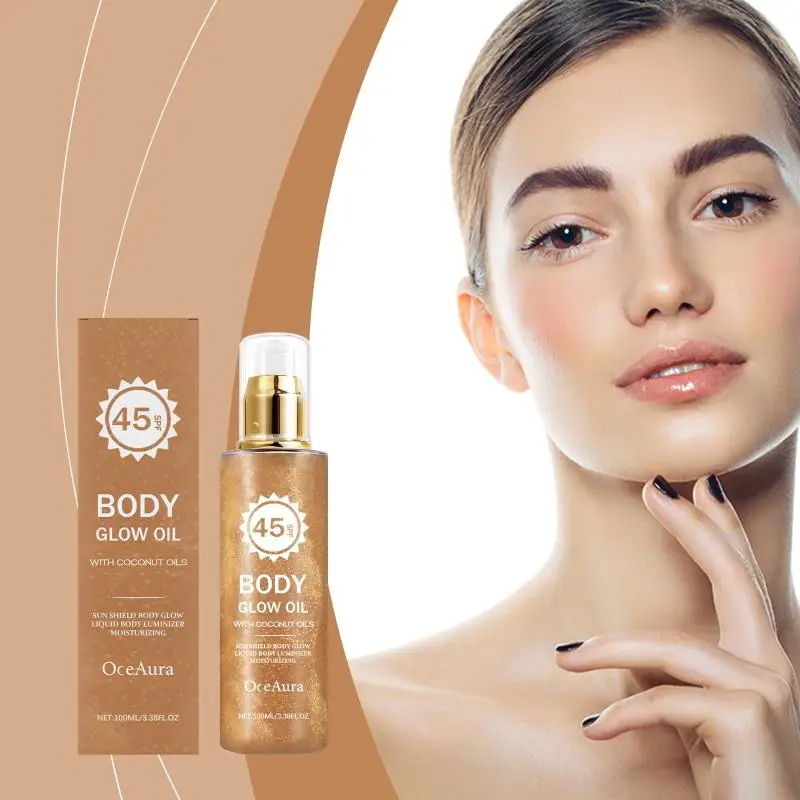 Non Greasy Coconut Body Glow Oil Moisturizing Outdoor Protection and Radiance for Traveling and Sun Play