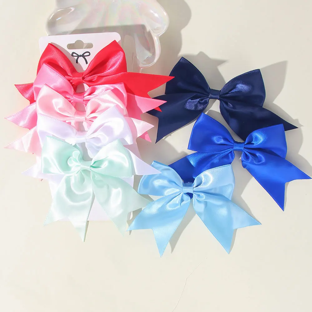 5 قطعة فتاة بلون الحرير القوس مشبك شعر ملون كلاسيكي متعدد الاستخدامات الأطفال Bowknot دبابيس الشعر الطفل إكسسوارات الشعر الهدايا اليدوية