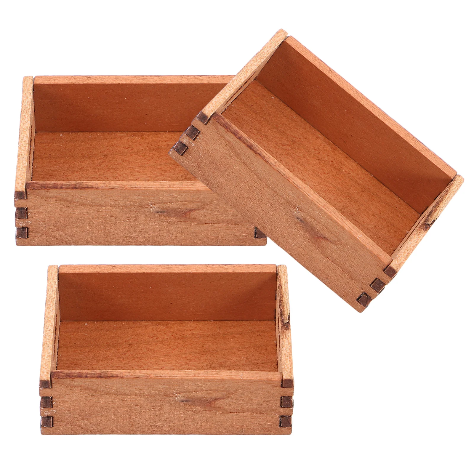 

3Pcs Miniature Wood Crate 1:12 Scale Tiny Storage Baskets for Dollhouse Accessories Realistic Mini Decor Craft Ornaments