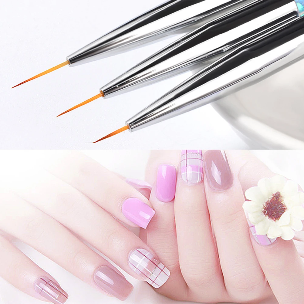 

3pcs Art Liner Brush Set Professional Drawing Printing Brushes For Diy Nail Design Detailingbrush Set Lightweight Easy Carry